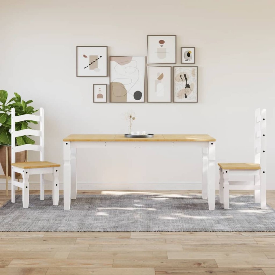 Mesa de comedor Corona madera maciza pino blanco 160x80x75