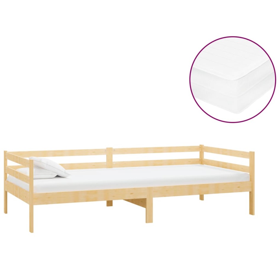 Sofá cama con colchón madera de pino maciza 90x200