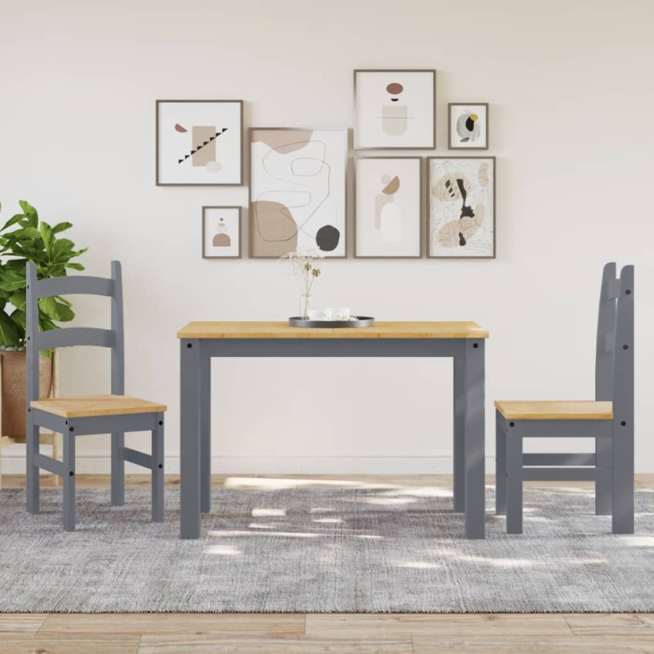 Sillas de comedor 2 uds madera maciza de pino gris 40x46x99