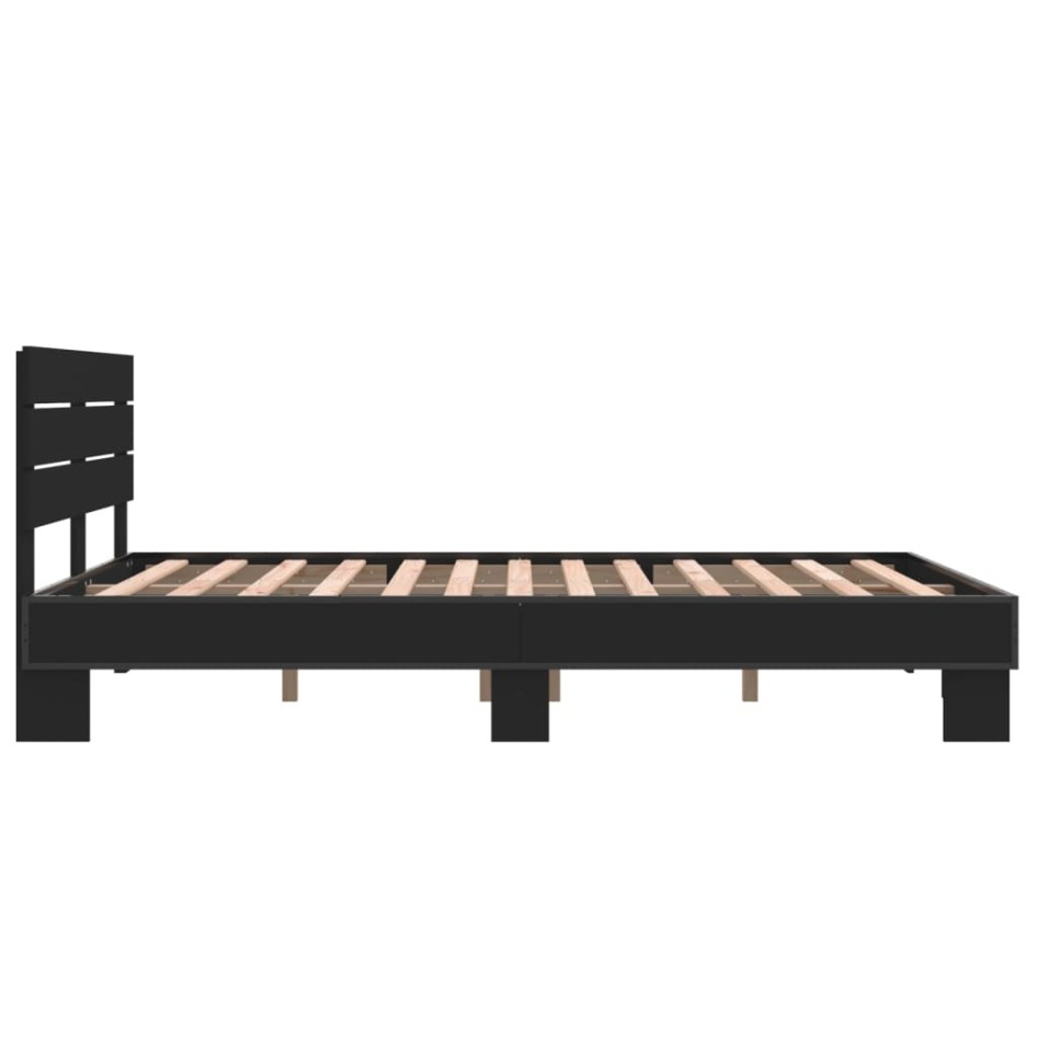 Estructura de cama madera de ingeniería y metal negro