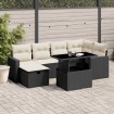 Set de sofás de jardín 7 pzas con cojines ratán sintético negro