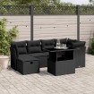 Set de sofás de jardín 7 pzas con cojines ratán sintético negro