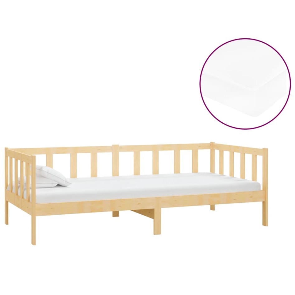 Sofá cama con colchón madera de pino maciza 90x200
