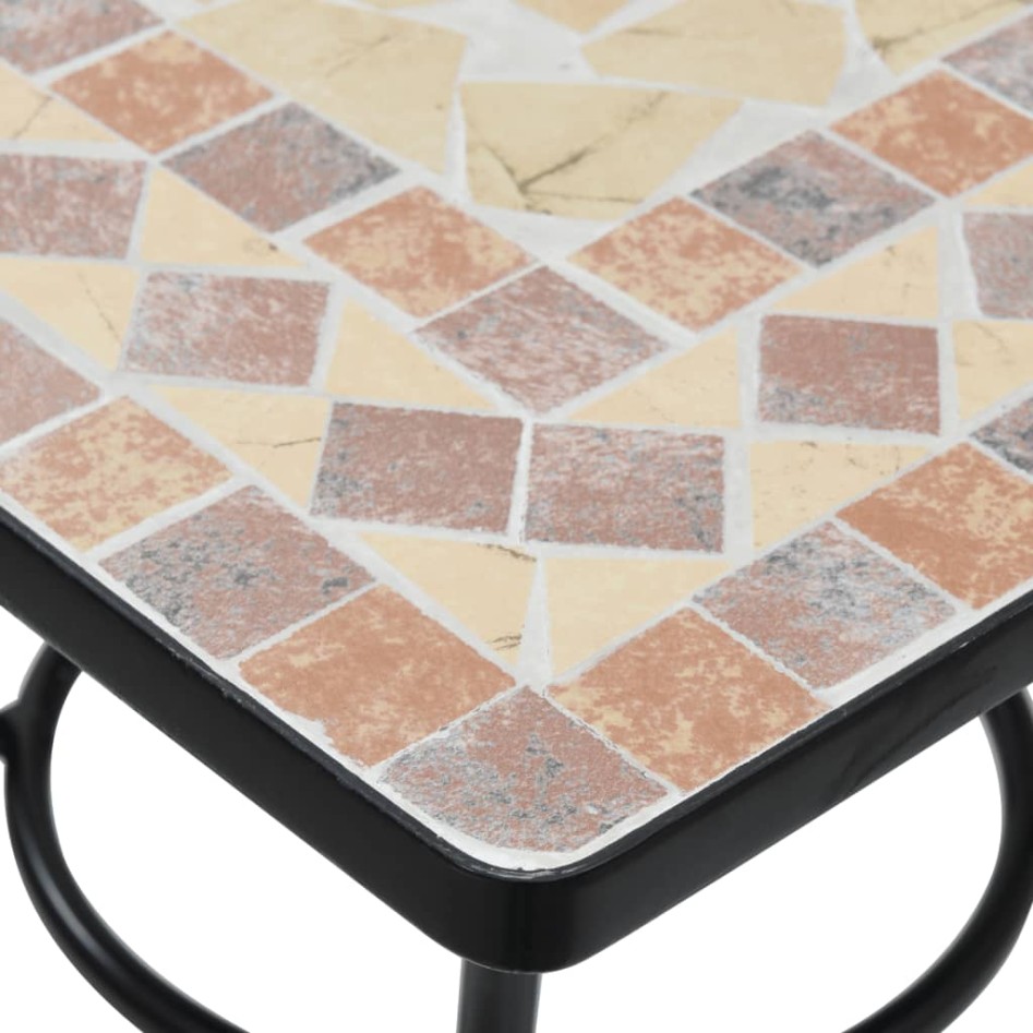Mesa de bistró de mosaico cerámica terracota 60x60x74