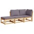 Set de muebles para jardín 3 piezas con cojines madera
