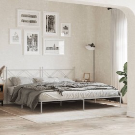 Estructura cama sin colchón con cabecero metal blanco