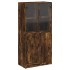 Aparador alto con puertas madera roble ahumado 68x37x142