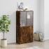 Aparador alto con puertas madera roble ahumado 68x37x142