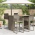 Mesa alta jardín superficie madera ratán PE gris 145x80x110