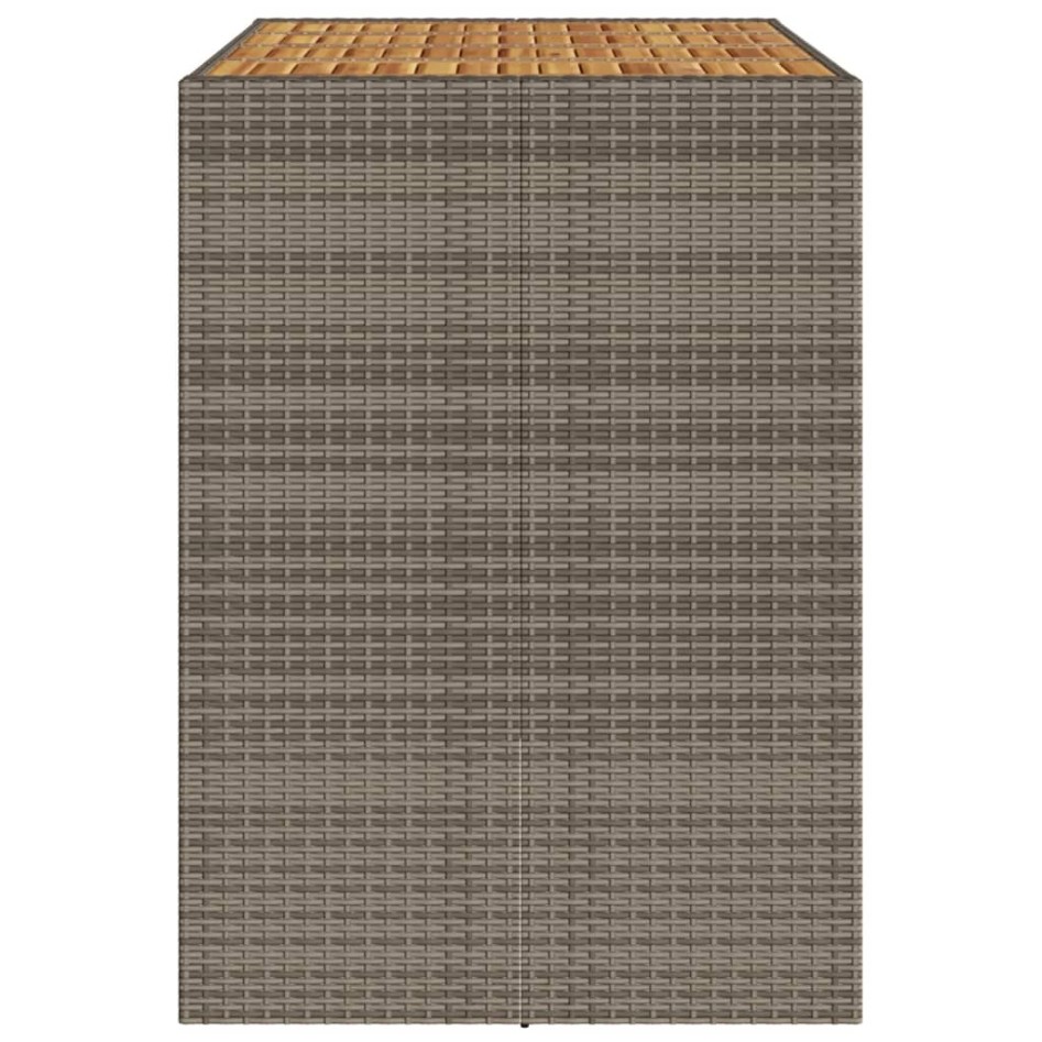 Mesa alta jardín superficie madera ratán PE gris 145x80x110