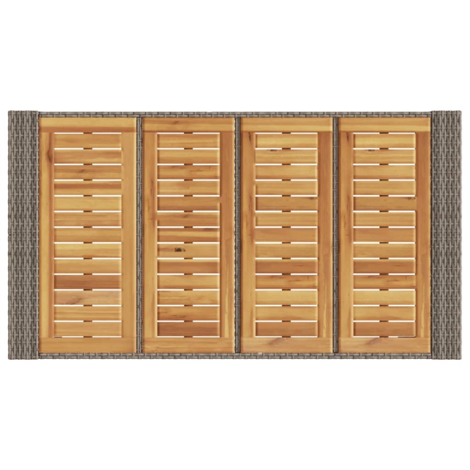 Mesa alta jardín superficie madera ratán PE gris 145x80x110