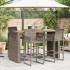 Mesa alta jardín superficie madera ratán PE gris 185x80x110