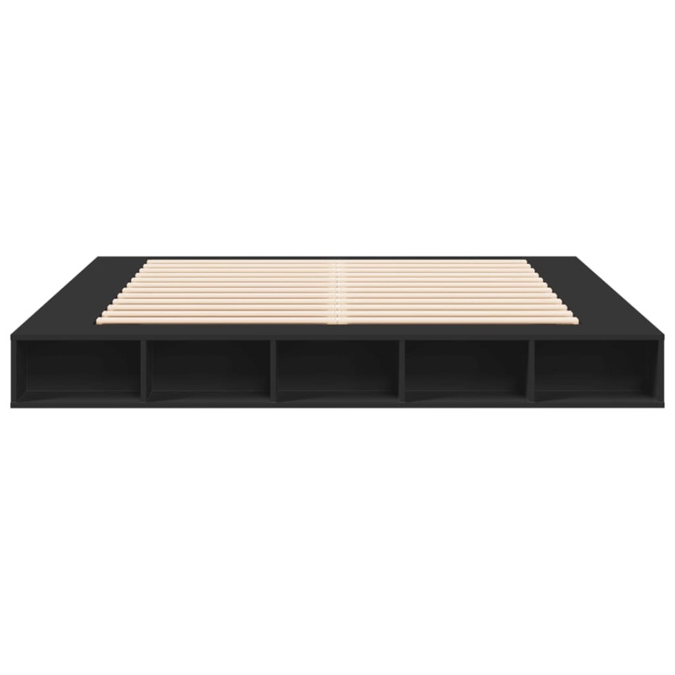Estructura de cama madera de ingeniería negra 200x200