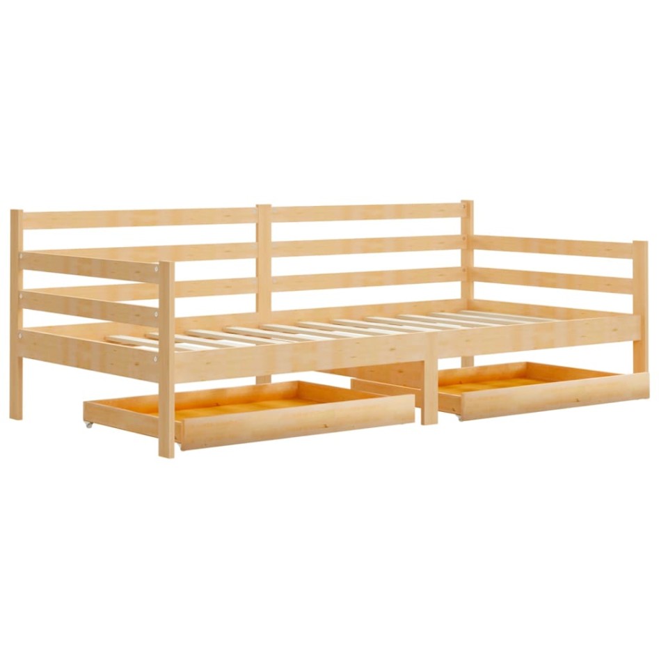 Sofá cama con cajones madera de pino maciza 90x200