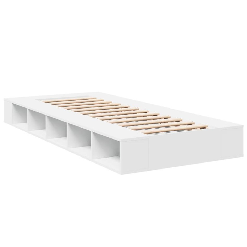 Estructura de cama madera de ingeniería blanca 100x200