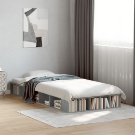 Estructura de cama madera de ingeniería gris hormigón 90x190