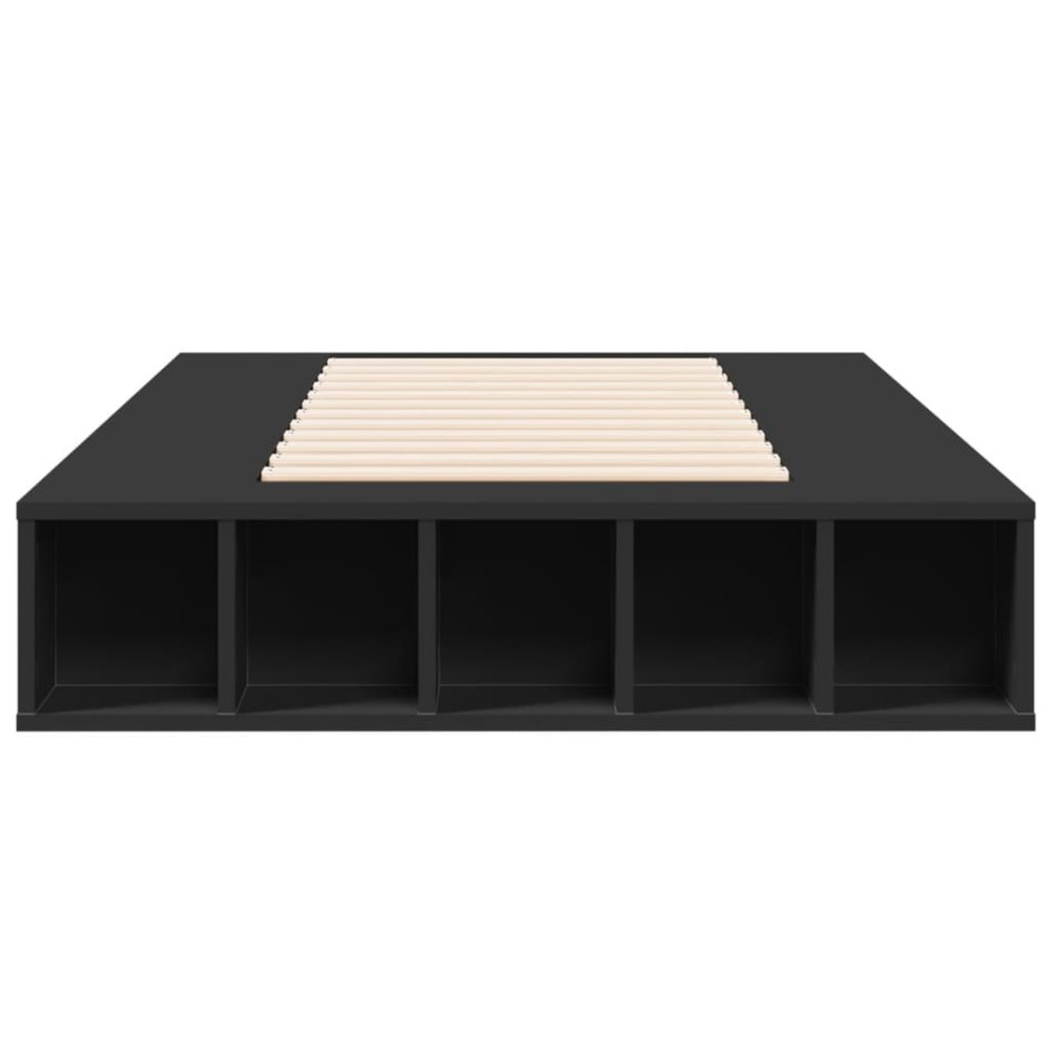 Estructura de cama madera de ingeniería negra 90x190