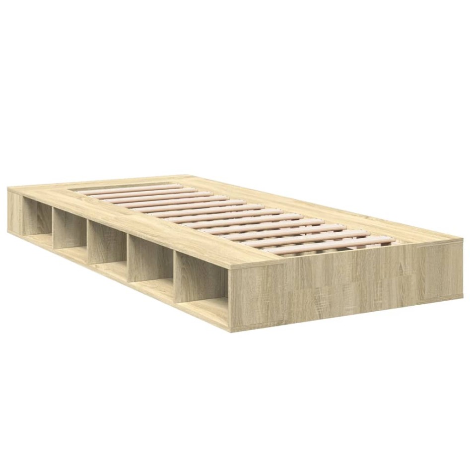 Estructura de cama madera de ingeniería roble Sonoma 75x190