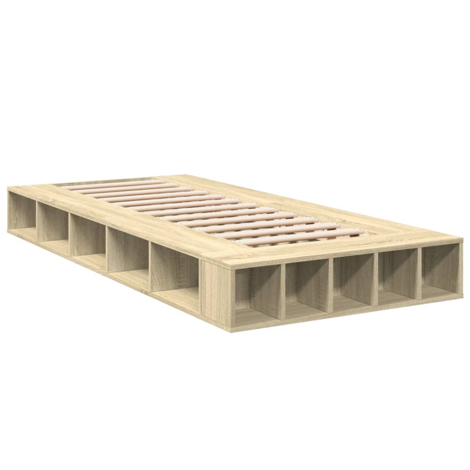 Estructura de cama madera de ingeniería roble Sonoma 75x190