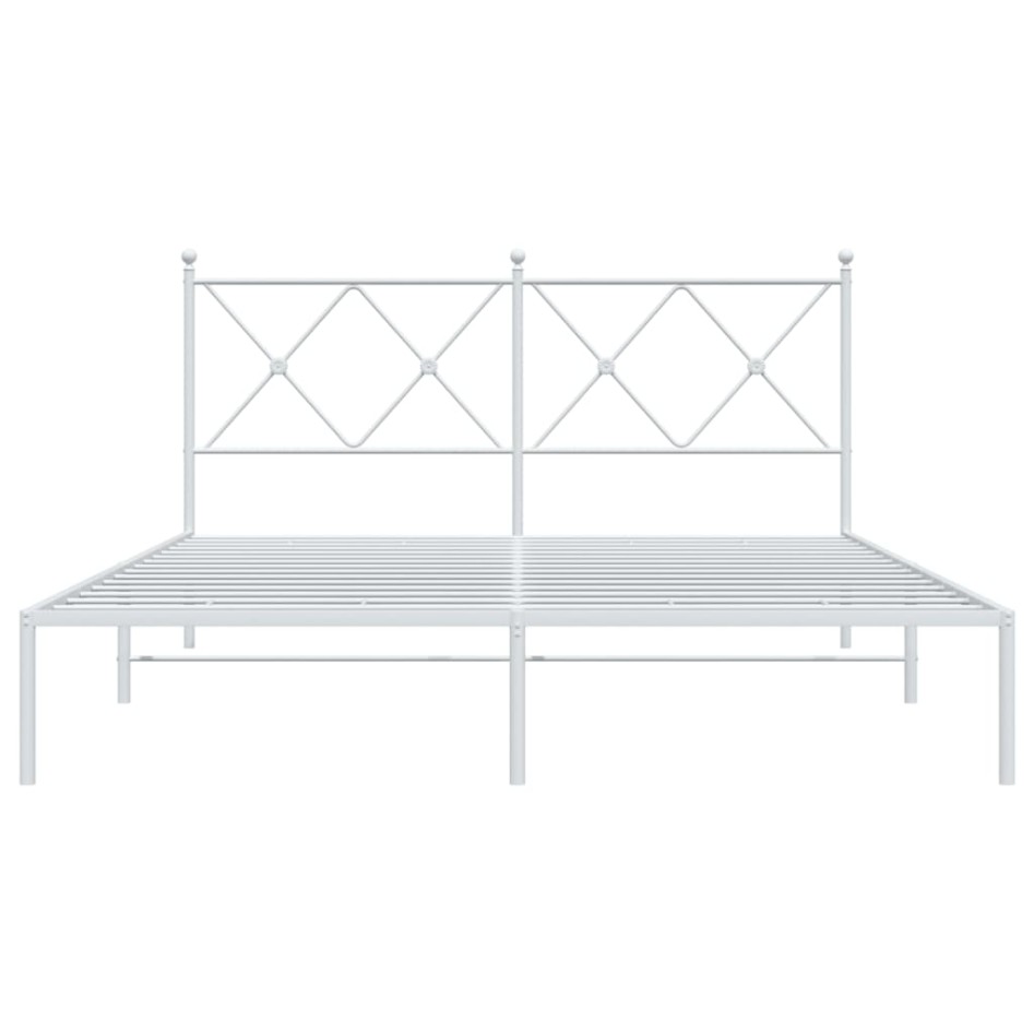 Estructura cama sin colchón con cabecero metal blanco