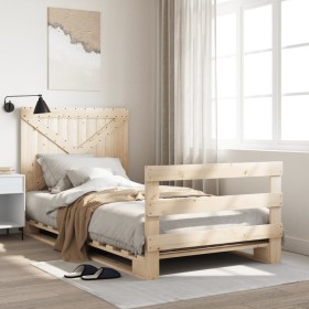 Estructura de cama con cabecero madera maciza pino 100x200