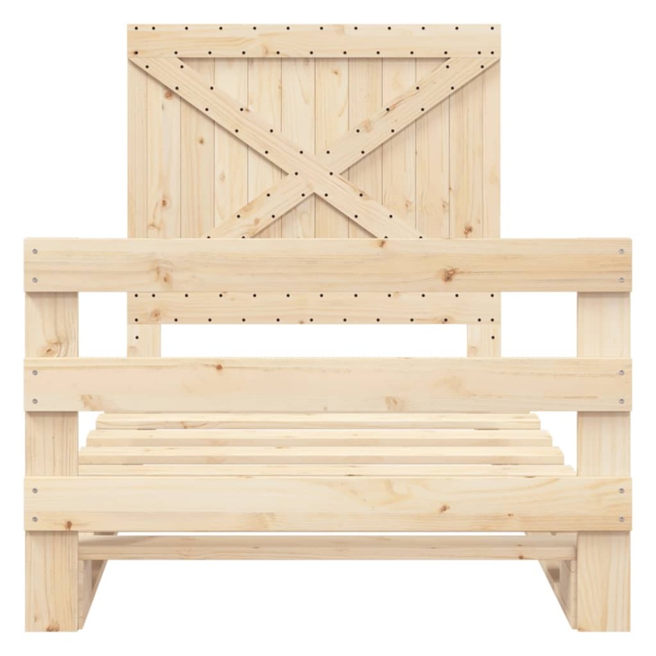 Estructura de cama con cabecero madera maciza pino 100x200