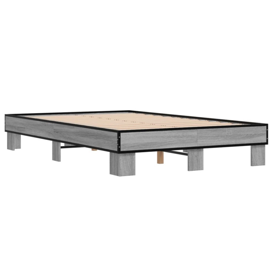 Estructura cama madera ingeniería metal gris Sonoma 120x200