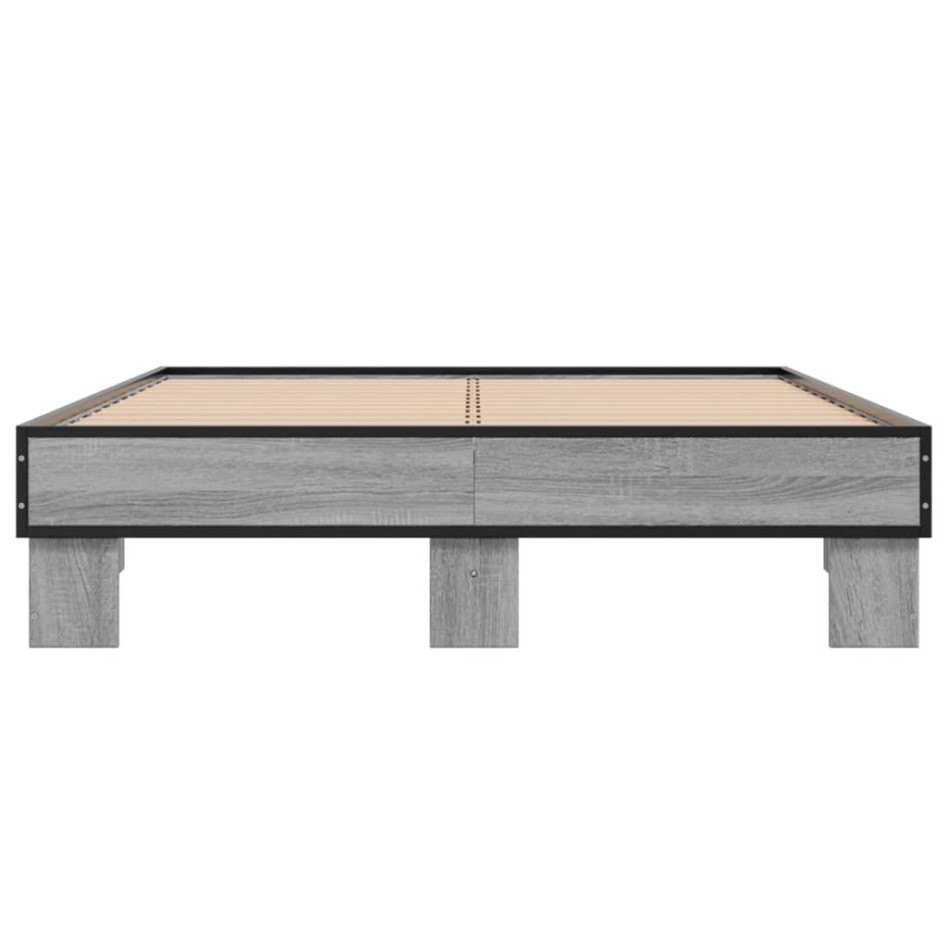 Estructura cama madera ingeniería metal gris Sonoma 120x200