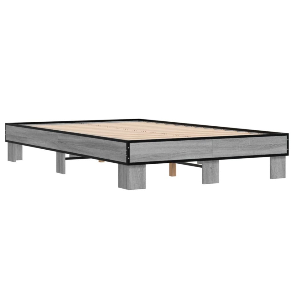Estructura cama madera ingeniería metal gris Sonoma 120x200