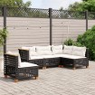 Set de muebles de jardín 5 pzas y cojines ratán sintético negro