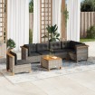 Set de sofás de jardín 7 pzas con cojines ratán sintético gris
