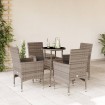 Set comedor jardín 5 pzas y cojines ratán sintético vidrio gris