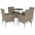 Set comedor jardín 5 pzas y cojines ratán sintético vidrio
