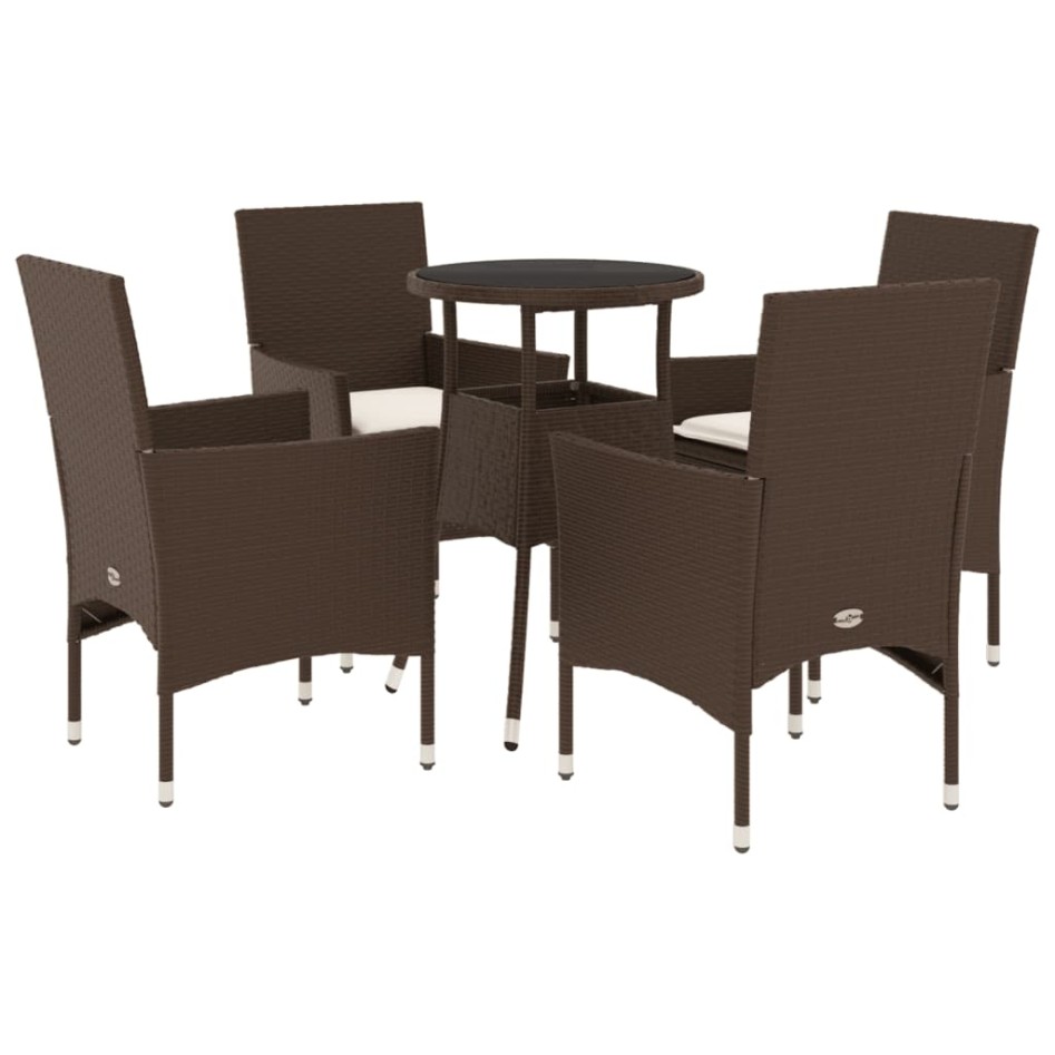 Set comedor jardín 5 pzas cojines ratán sintético vidrio