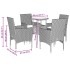 Set comedor jardín 5 pzas cojines ratán sintético vidrio