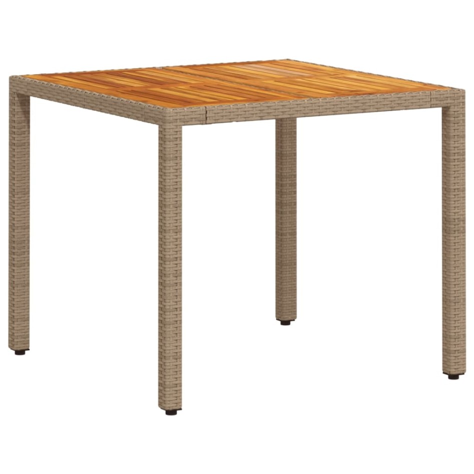 Set de comedor jardín 3 pzas con cojines ratán PE acacia