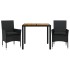 Set de comedor jardín 3 pzas con cojines ratán PE acacia