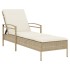 Tumbona con cojín ratán sintético beige 63x200x81