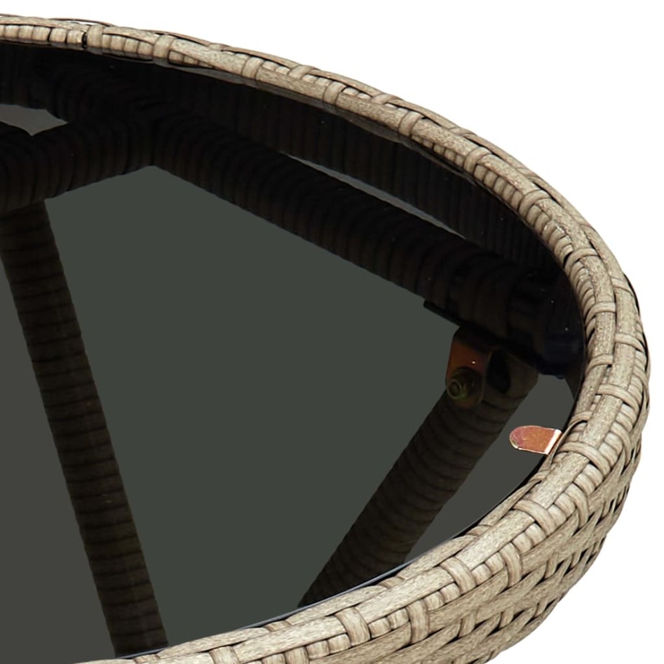 Mesita y sillas con cojines 3 pzas ratán sintético vidrio