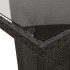 Mesa de jardín superficie de vidrio ratán PE negro 190x80x75