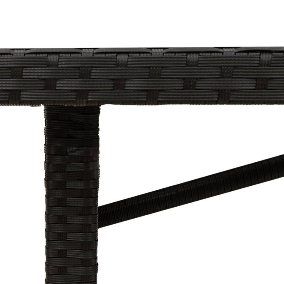 Mesa de jardín superficie de vidrio ratán PE negro 190x80x75