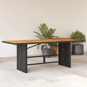 Mesa de jardín superficie madera acacia ratán negro