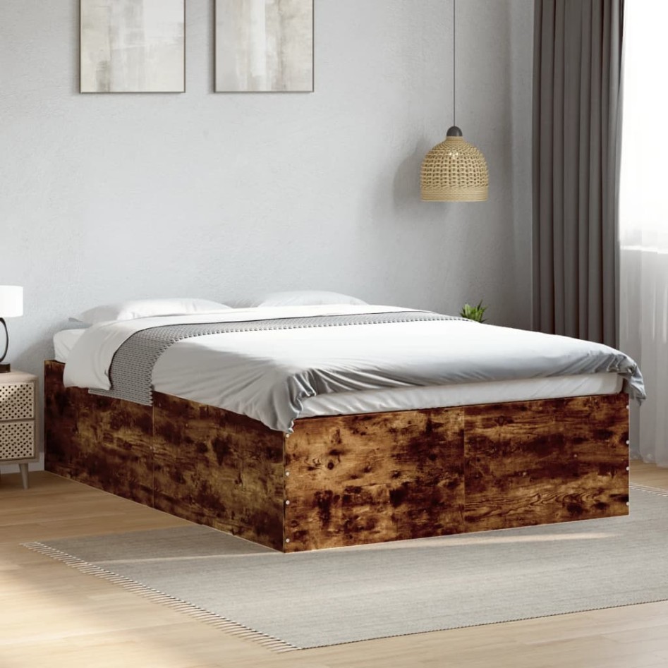 Estructura de cama madera de ingeniería roble ahumado