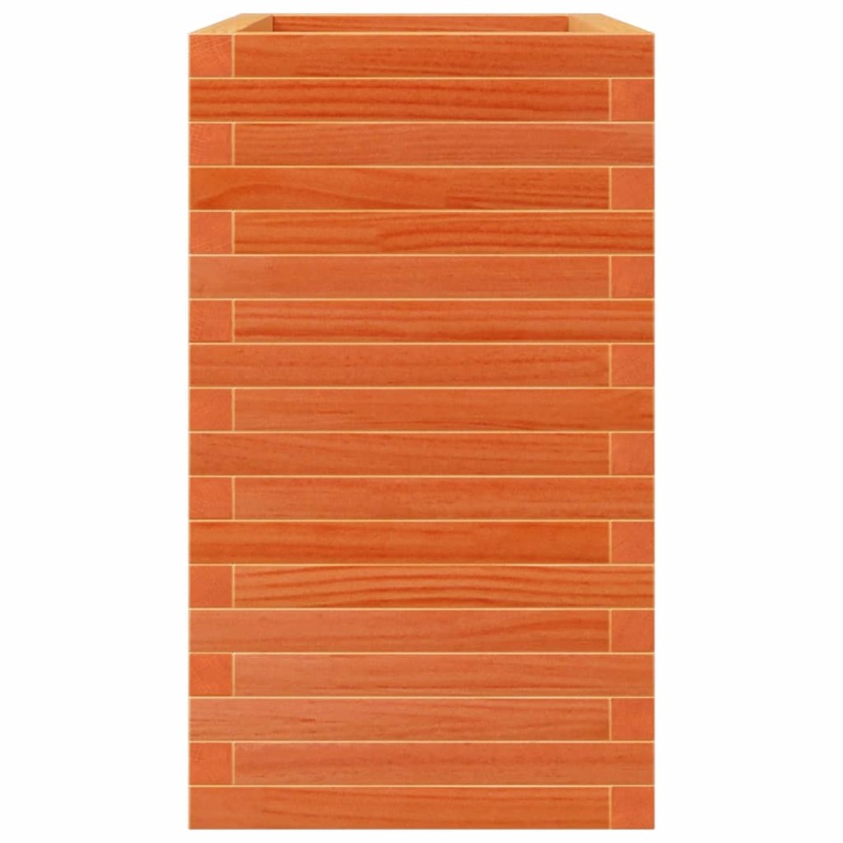 Jardinera madera maciza de pino marrón cera 70x40x68,5