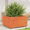 Jardinera madera maciza de pino marrón cera 90x90x49,5 cm