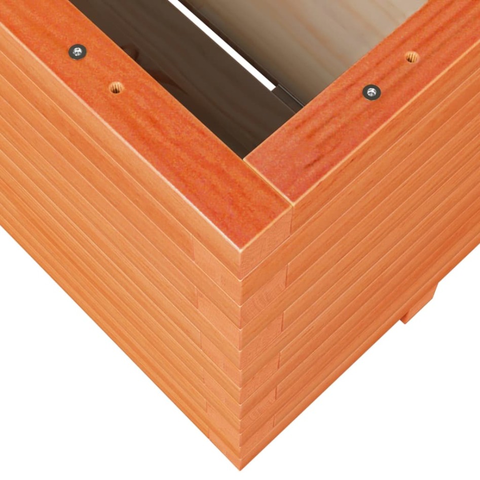 Jardinera madera maciza de pino marrón cera 100x100x49,5