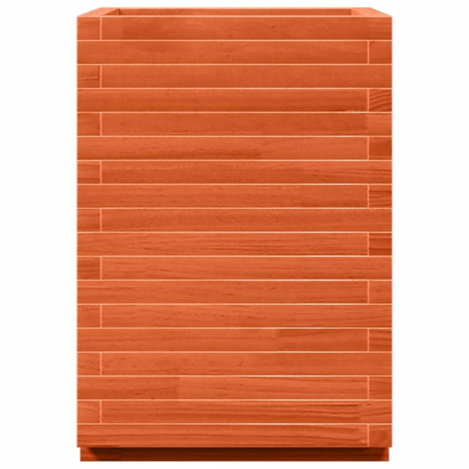 Jardinera madera maciza de pino marrón cera 50x50x72