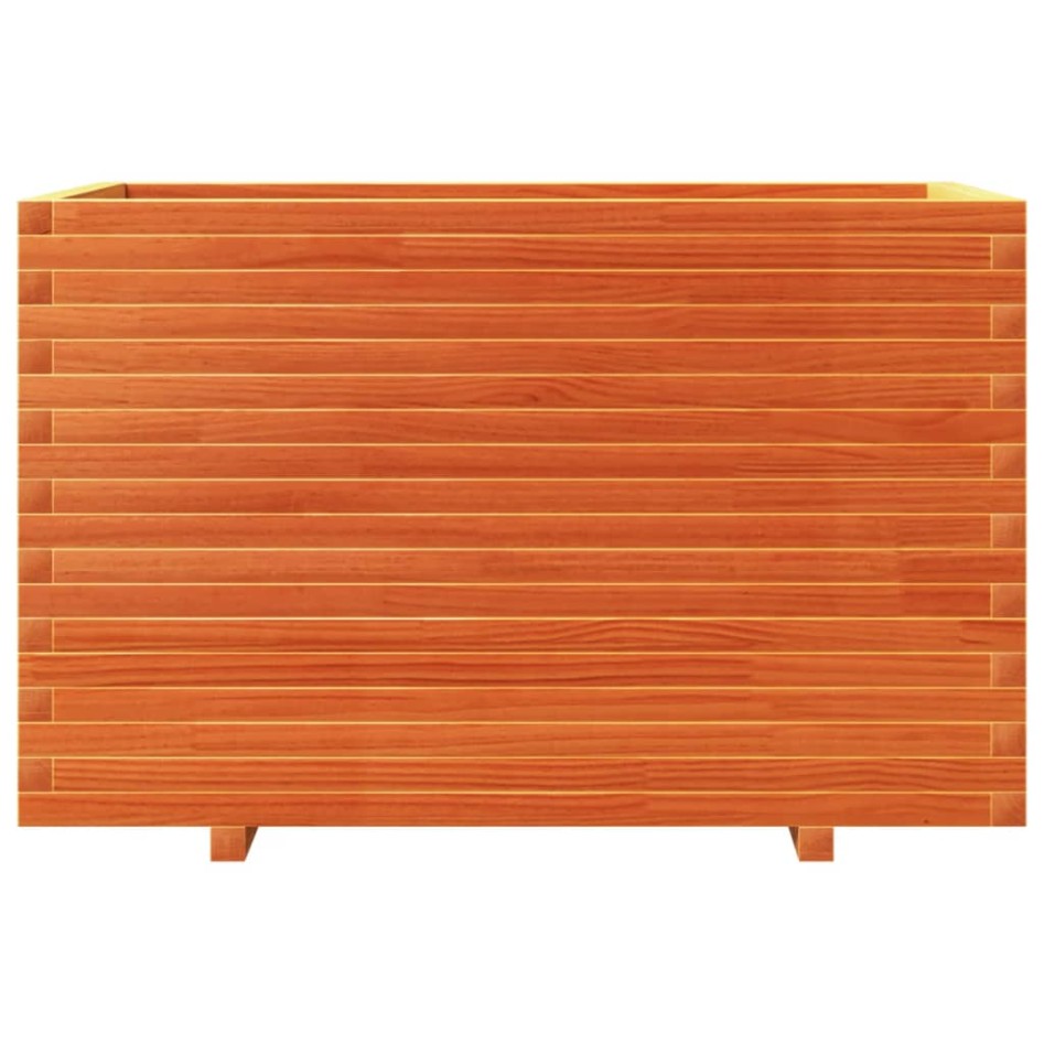 Jardinera madera maciza de pino marrón cera 110x60x72