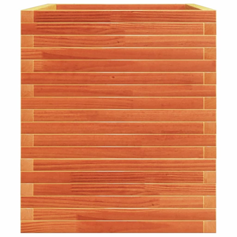 Jardinera madera maciza de pino marrón cera 110x60x72