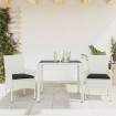 Set comedor jardín 3 pzas cojines ratán sintético vidrio blanco